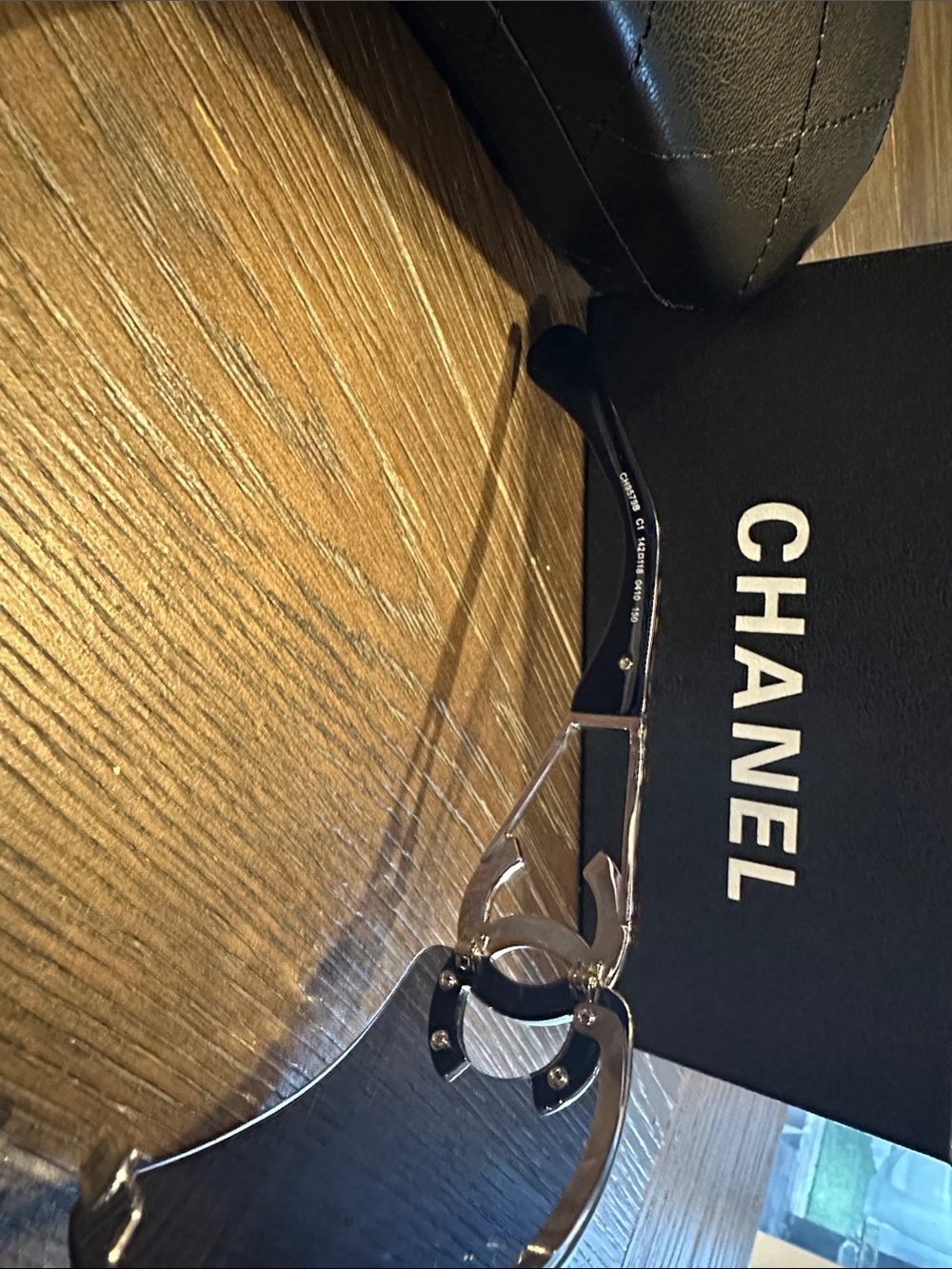 CHANEL Black Crystal CC Shield Visor Sunglasses - Picture 7 of 8